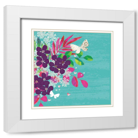 Floral Frenzy White Modern Wood Framed Art Print with Double Matting by P.S. Art
