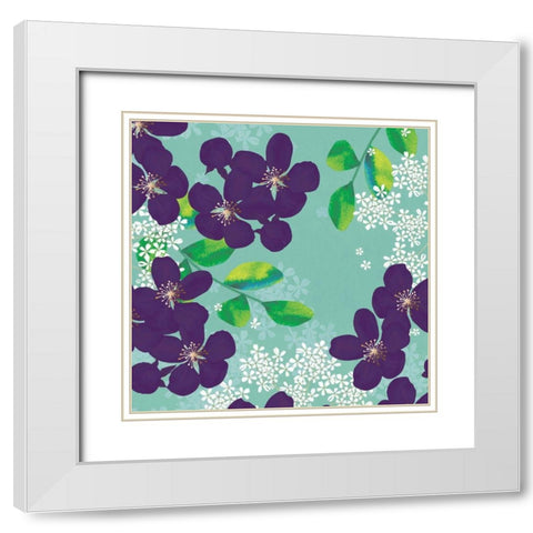 Purple Joy White Modern Wood Framed Art Print with Double Matting by P.S. Art