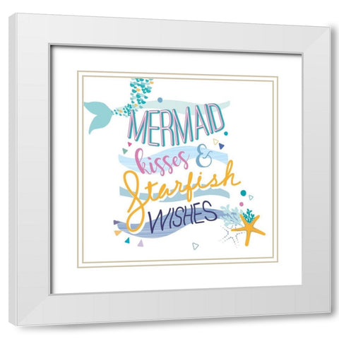 Mermaid Kisses White Modern Wood Framed Art Print with Double Matting by P.S. Art