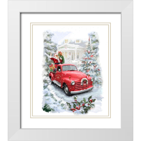 Santas Ride White Modern Wood Framed Art Print with Double Matting by P.S. Art