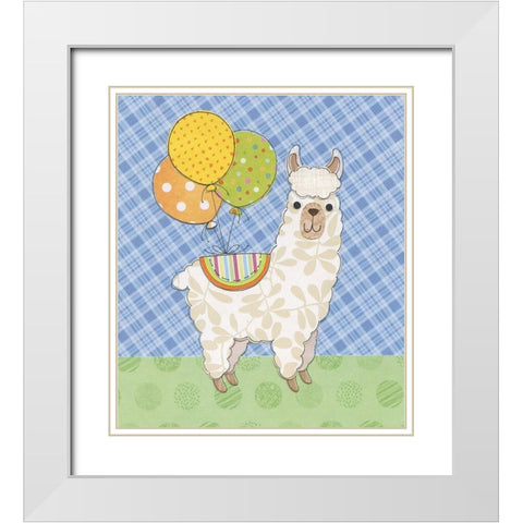 Llama Fun White Modern Wood Framed Art Print with Double Matting by P.S. Art