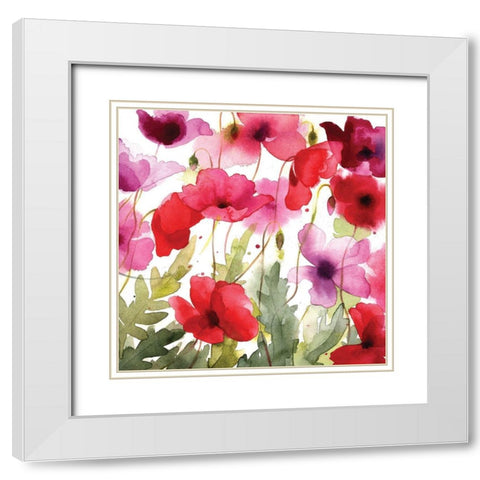 Poppy I White Modern Wood Framed Art Print with Double Matting by P.S. Art