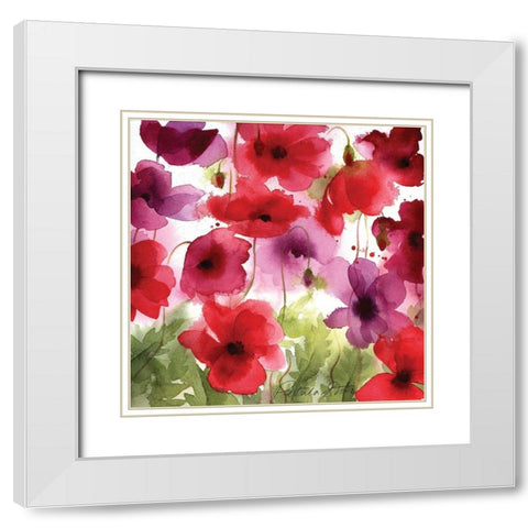 Poppy II White Modern Wood Framed Art Print with Double Matting by P.S. Art