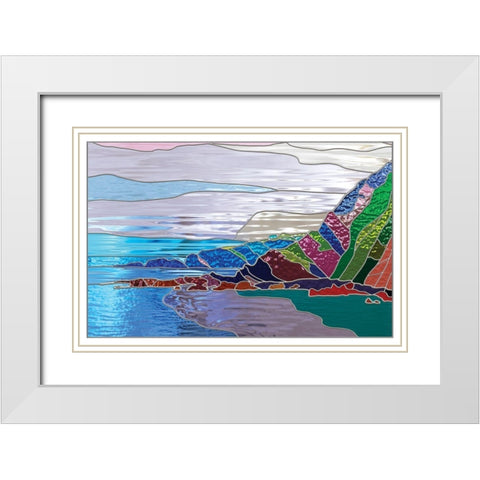 Ocean White Modern Wood Framed Art Print with Double Matting by P.S. Art