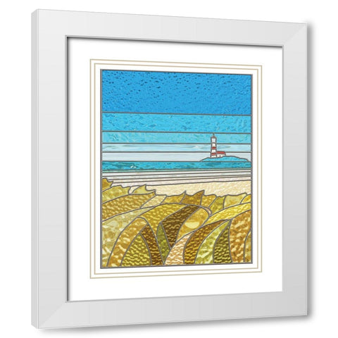 Lighthouse White Modern Wood Framed Art Print with Double Matting by P.S. Art