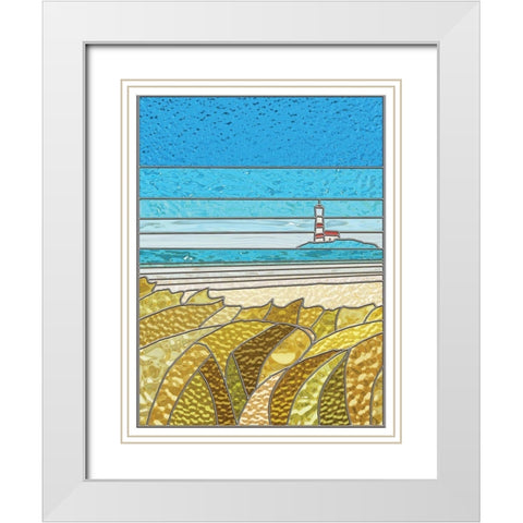Lighthouse White Modern Wood Framed Art Print with Double Matting by P.S. Art
