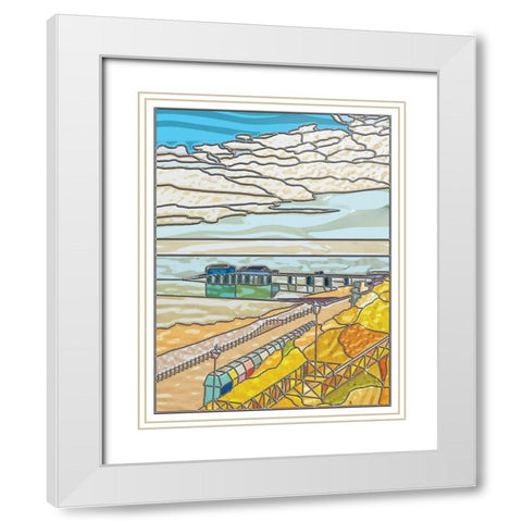 Beach Front White Modern Wood Framed Art Print with Double Matting by P.S. Art