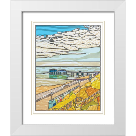 Beach Front White Modern Wood Framed Art Print with Double Matting by P.S. Art