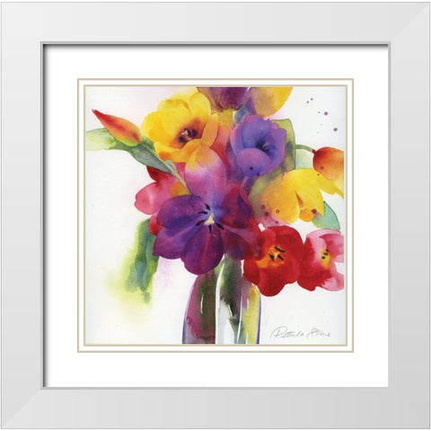 Flowers I White Modern Wood Framed Art Print with Double Matting by P.S. Art