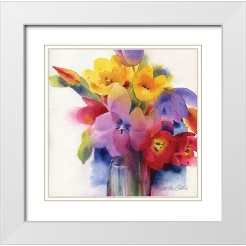 Flowers II White Modern Wood Framed Art Print with Double Matting by P.S. Art