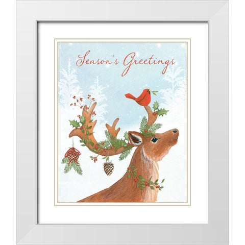 Seasons Greetings White Modern Wood Framed Art Print with Double Matting by P.S. Art
