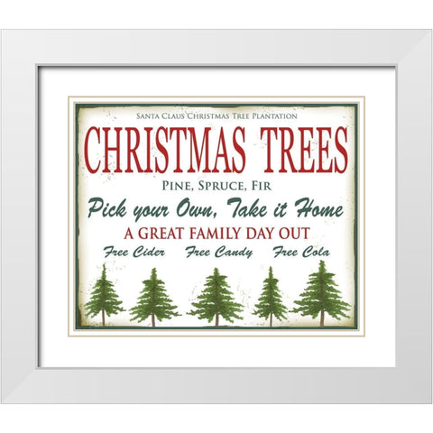 Christmas Trees White Modern Wood Framed Art Print with Double Matting by P.S. Art