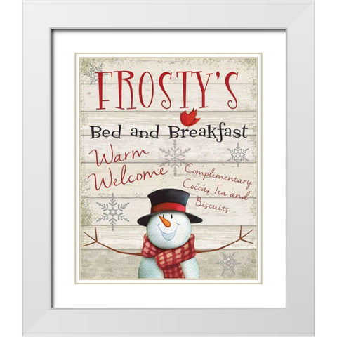 Frostys Bed and Breakfast White Modern Wood Framed Art Print with Double Matting by P.S. Art