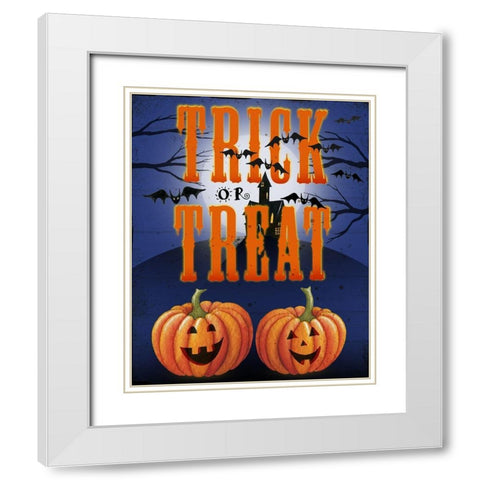 Trick or Treat White Modern Wood Framed Art Print with Double Matting by P.S. Art