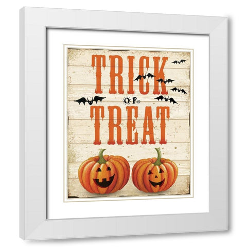 Trick or Treat White Modern Wood Framed Art Print with Double Matting by P.S. Art