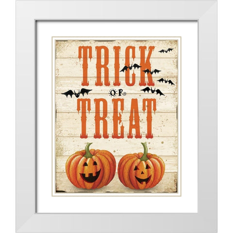 Trick or Treat White Modern Wood Framed Art Print with Double Matting by P.S. Art