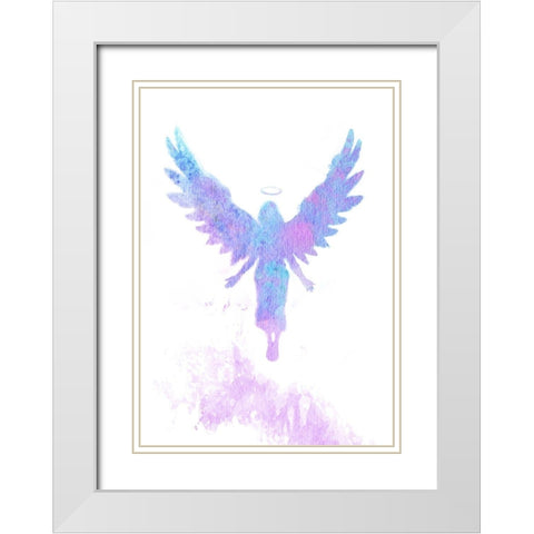 Angels Came White Modern Wood Framed Art Print with Double Matting by P.S. Art