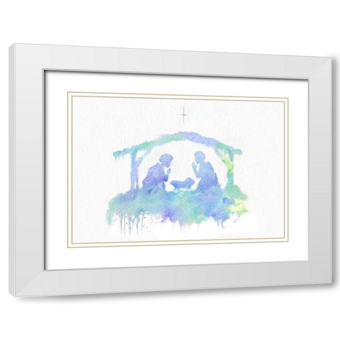 Birth of Christ White Modern Wood Framed Art Print with Double Matting by P.S. Art