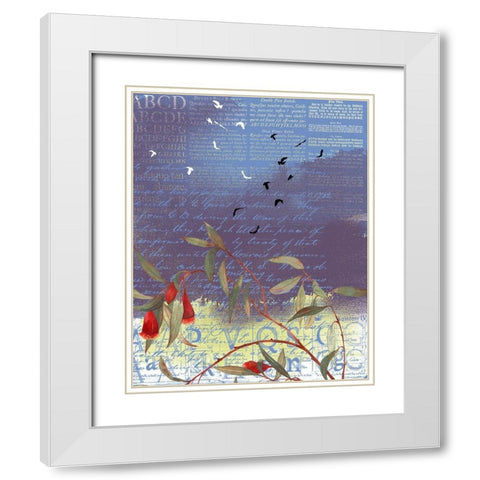 Floral Collage III White Modern Wood Framed Art Print with Double Matting by P.S. Art