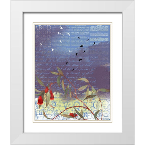 Floral Collage III White Modern Wood Framed Art Print with Double Matting by P.S. Art