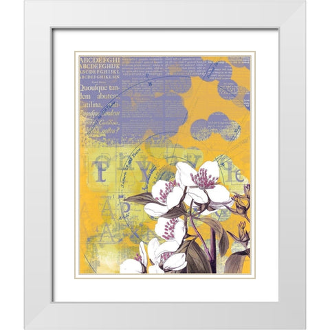 Floral Collage IV White Modern Wood Framed Art Print with Double Matting by P.S. Art