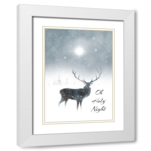 Oh Holy Night White Modern Wood Framed Art Print with Double Matting by P.S. Art
