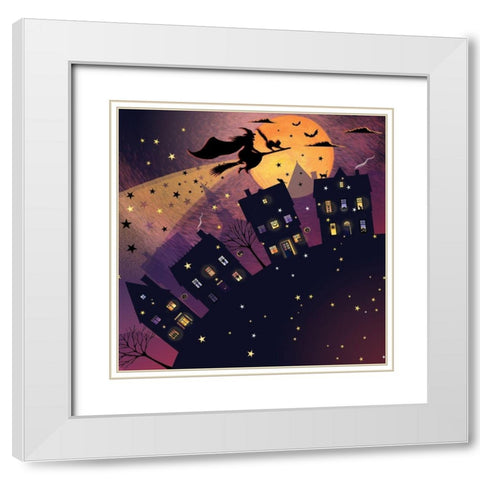 Witch Ride White Modern Wood Framed Art Print with Double Matting by P.S. Art