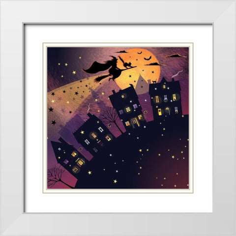 Witch Ride White Modern Wood Framed Art Print with Double Matting by P.S. Art