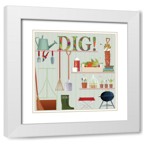 Dig White Modern Wood Framed Art Print with Double Matting by P.S. Art