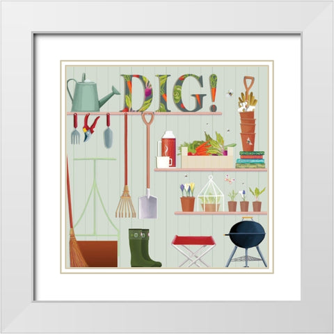 Dig White Modern Wood Framed Art Print with Double Matting by P.S. Art