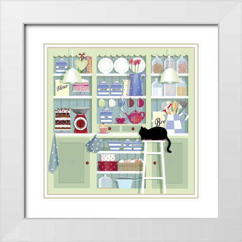 Kitchen Time White Modern Wood Framed Art Print with Double Matting by P.S. Art
