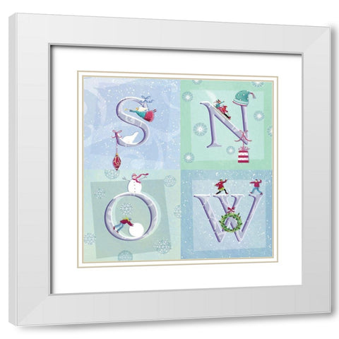 Snow Flake White Modern Wood Framed Art Print with Double Matting by P.S. Art
