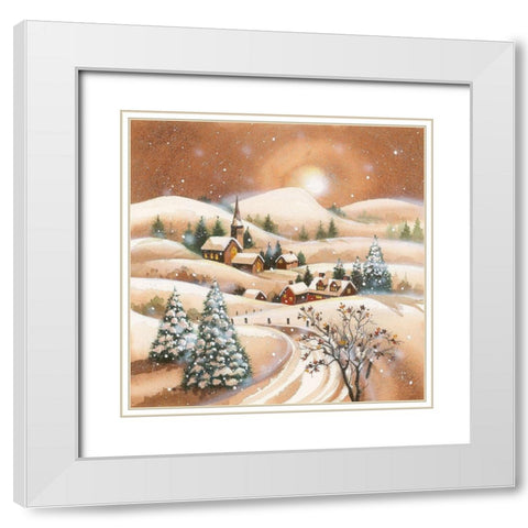 Christmas Eve White Modern Wood Framed Art Print with Double Matting by P.S. Art