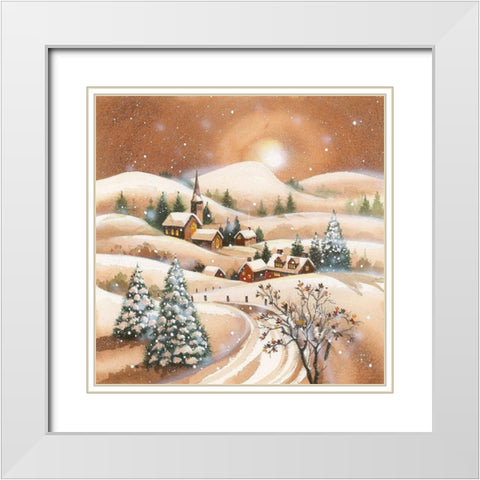 Christmas Eve White Modern Wood Framed Art Print with Double Matting by P.S. Art