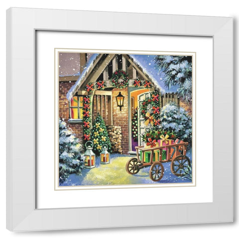 Christmas Bliss White Modern Wood Framed Art Print with Double Matting by P.S. Art