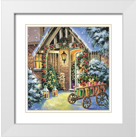 Christmas Bliss White Modern Wood Framed Art Print with Double Matting by P.S. Art