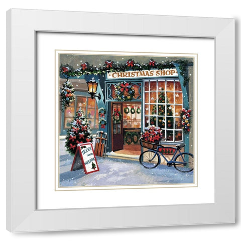 Christmas Shop White Modern Wood Framed Art Print with Double Matting by P.S. Art