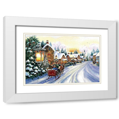 Sleigh Ride w/ You White Modern Wood Framed Art Print with Double Matting by P.S. Art