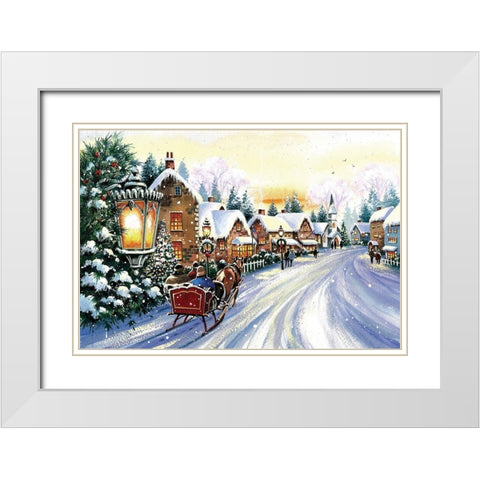 Sleigh Ride w/ You White Modern Wood Framed Art Print with Double Matting by P.S. Art