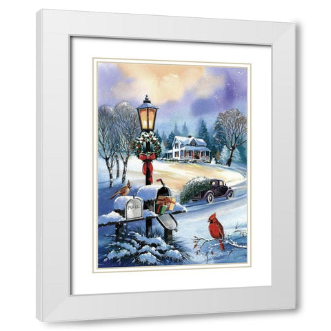 Christmas Mail White Modern Wood Framed Art Print with Double Matting by P.S. Art