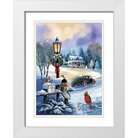 Christmas Mail White Modern Wood Framed Art Print with Double Matting by P.S. Art