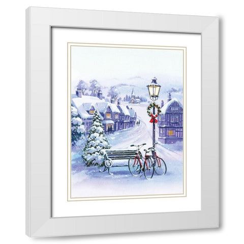 Winter Joy White Modern Wood Framed Art Print with Double Matting by P.S. Art