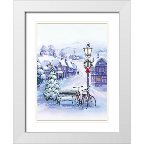 Winter Joy White Modern Wood Framed Art Print with Double Matting by P.S. Art