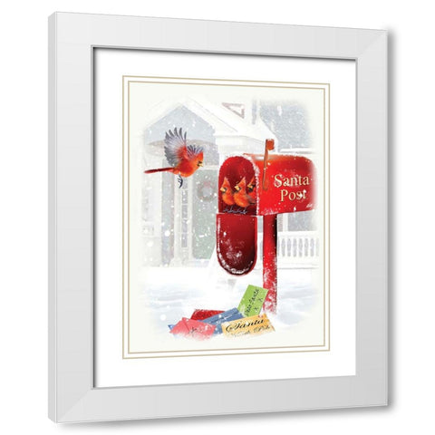 Santas Post White Modern Wood Framed Art Print with Double Matting by P.S. Art