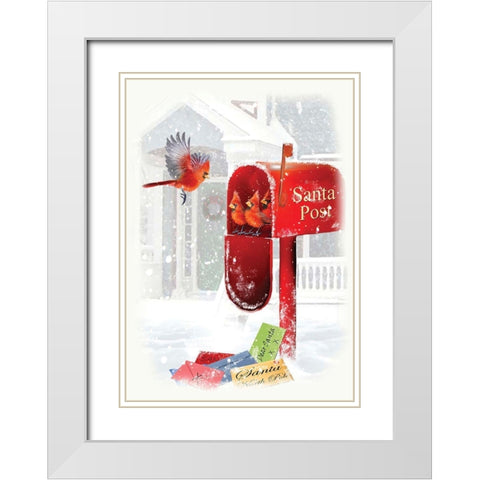 Santas Post White Modern Wood Framed Art Print with Double Matting by P.S. Art