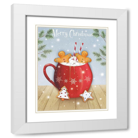 Merry Christmas  White Modern Wood Framed Art Print with Double Matting by P.S. Art