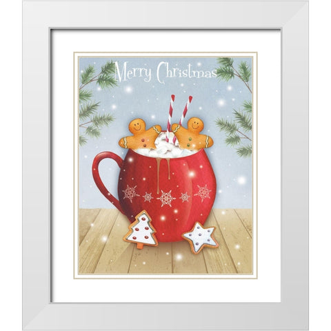 Merry Christmas  White Modern Wood Framed Art Print with Double Matting by P.S. Art
