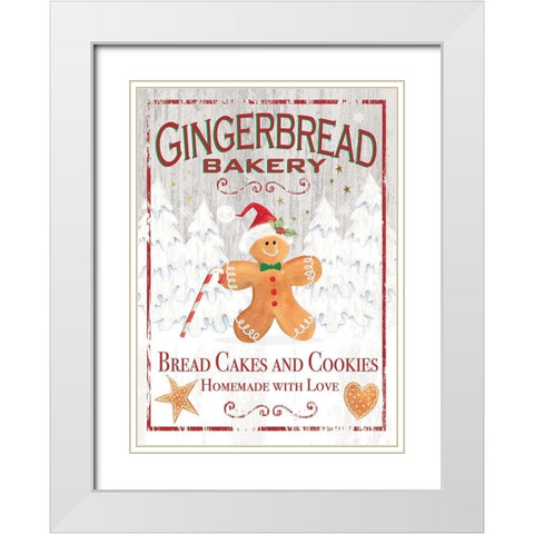 Gingerbread Bakery White Modern Wood Framed Art Print with Double Matting by P.S. Art