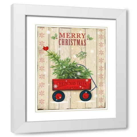 Christmas Trees White Modern Wood Framed Art Print with Double Matting by P.S. Art