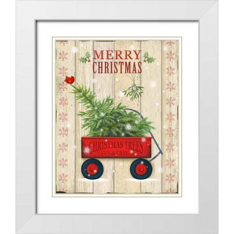 Christmas Trees White Modern Wood Framed Art Print with Double Matting by P.S. Art